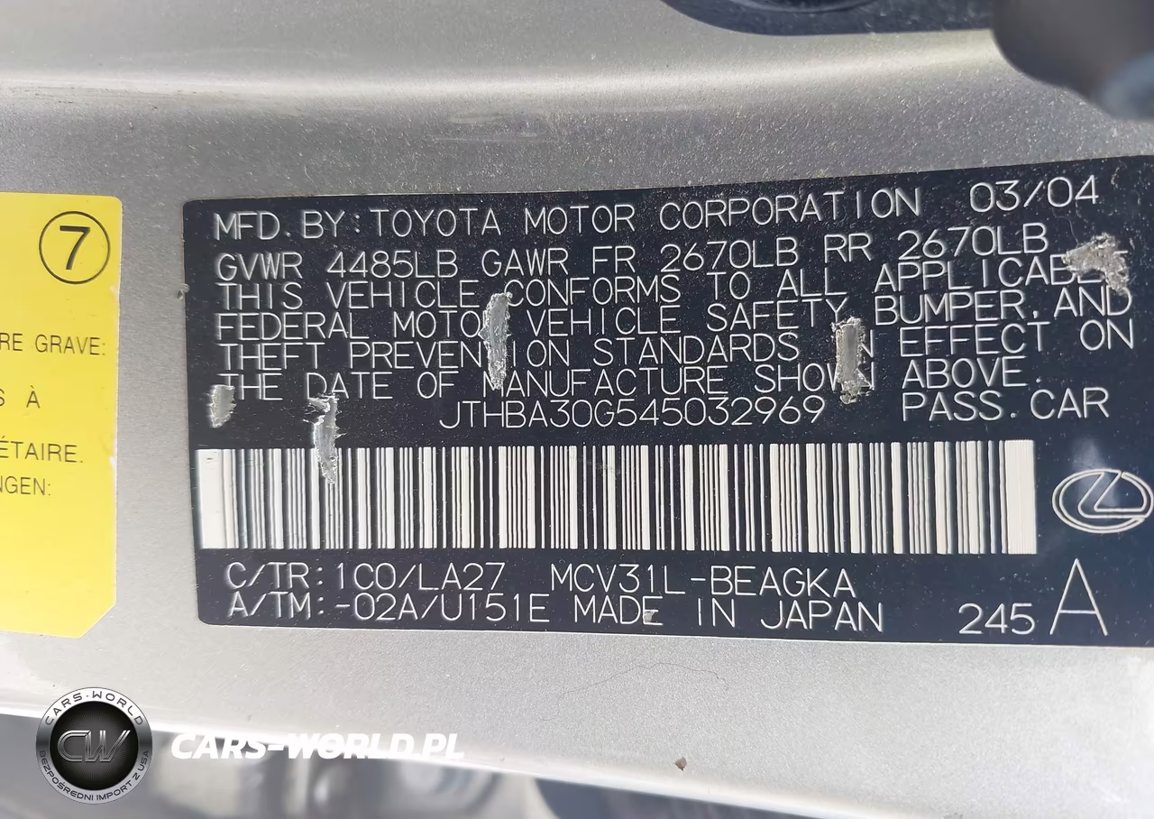 2004 Lexus Es 330 VIN:JTHBA30G545032969 - 9