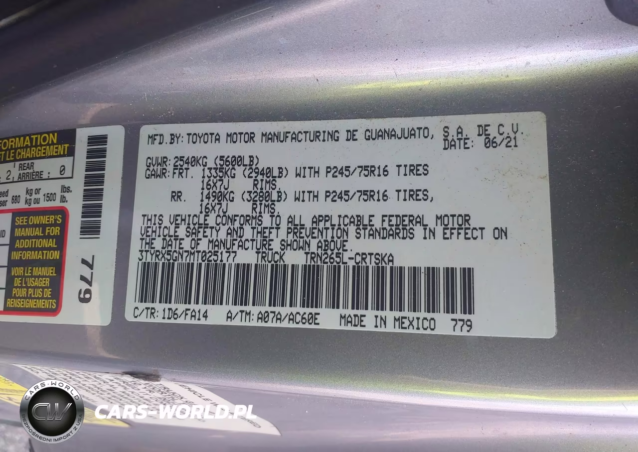 2021 Toyota Tacoma Sr VIN:3TYRX5GN7MT025177 - 9