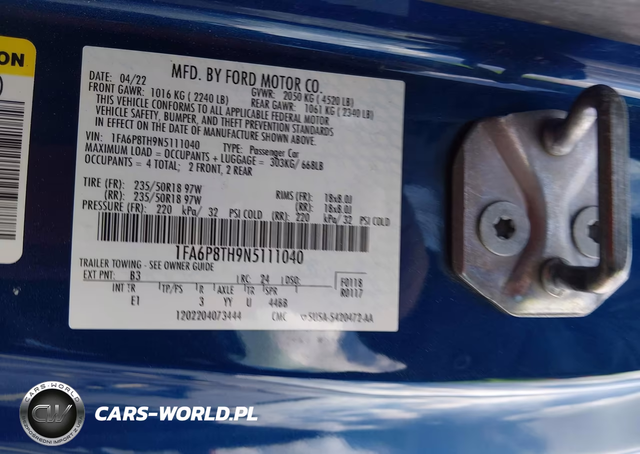 2022 Ford Mustang Ecoboost Premium Fastback VIN:1FA6P8TH9N5111040 - 9