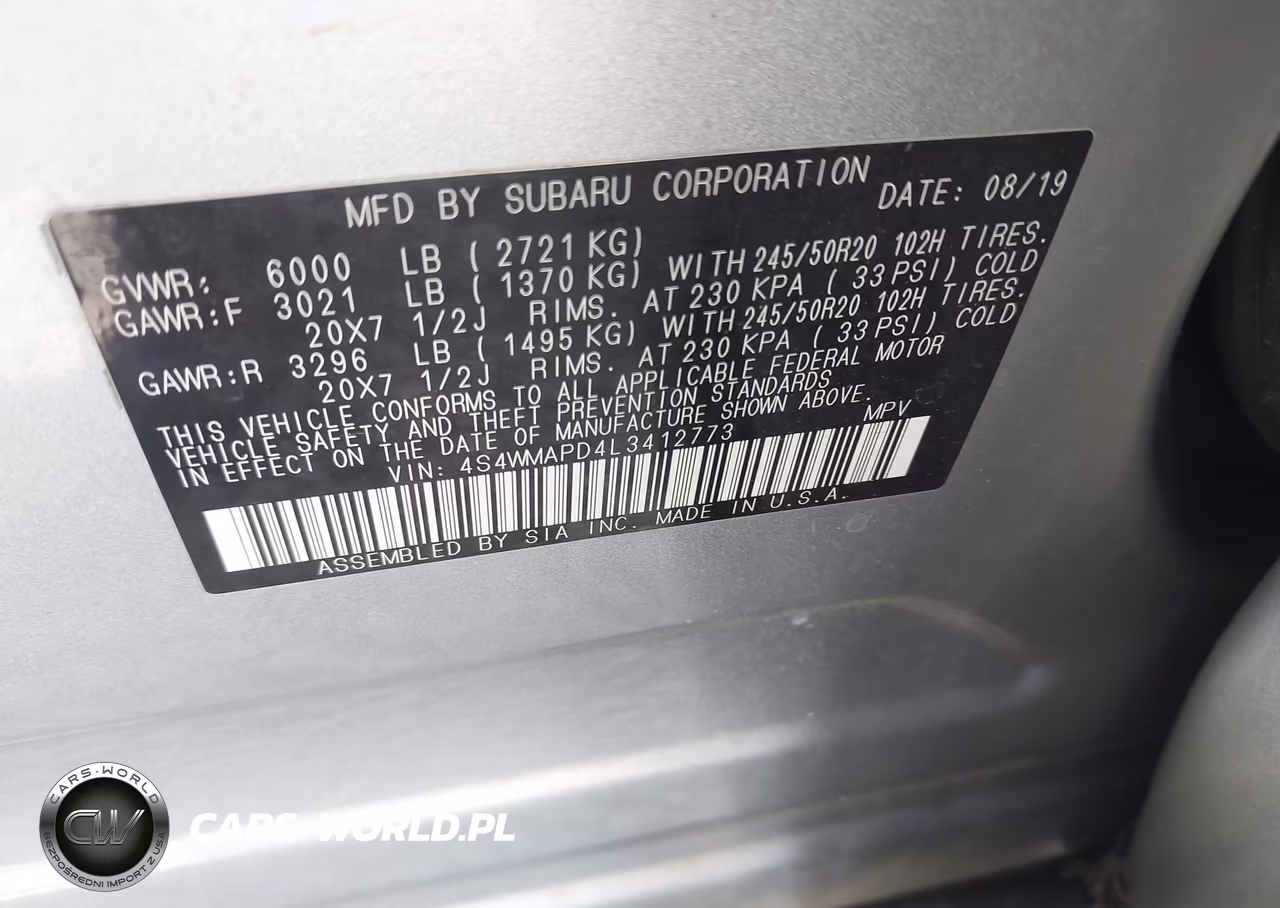 2020 Subaru Ascent Limited VIN:4S4WMAPD4L3412773 - 9