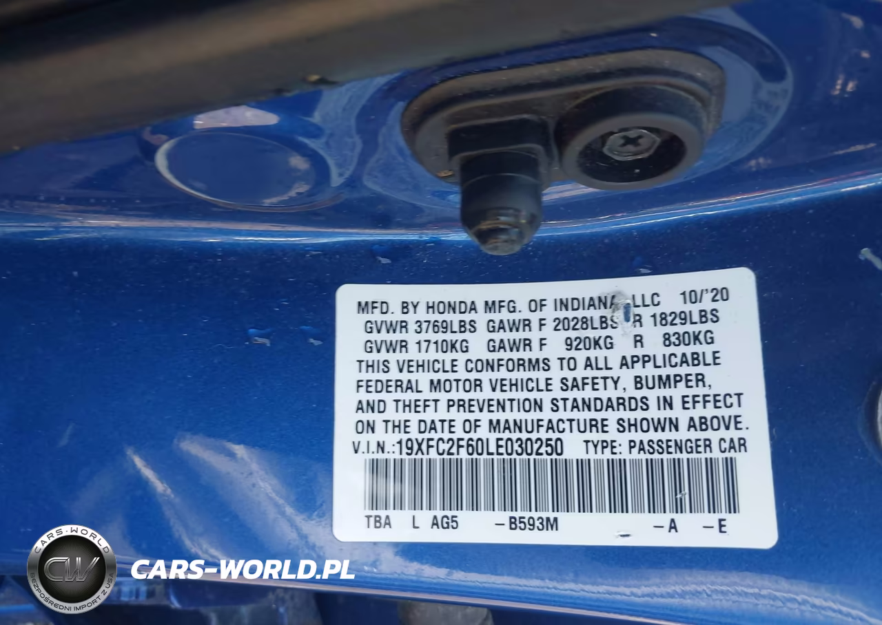 2020 Honda Civic Lx VIN:19XFC2F60LE030250 - 9