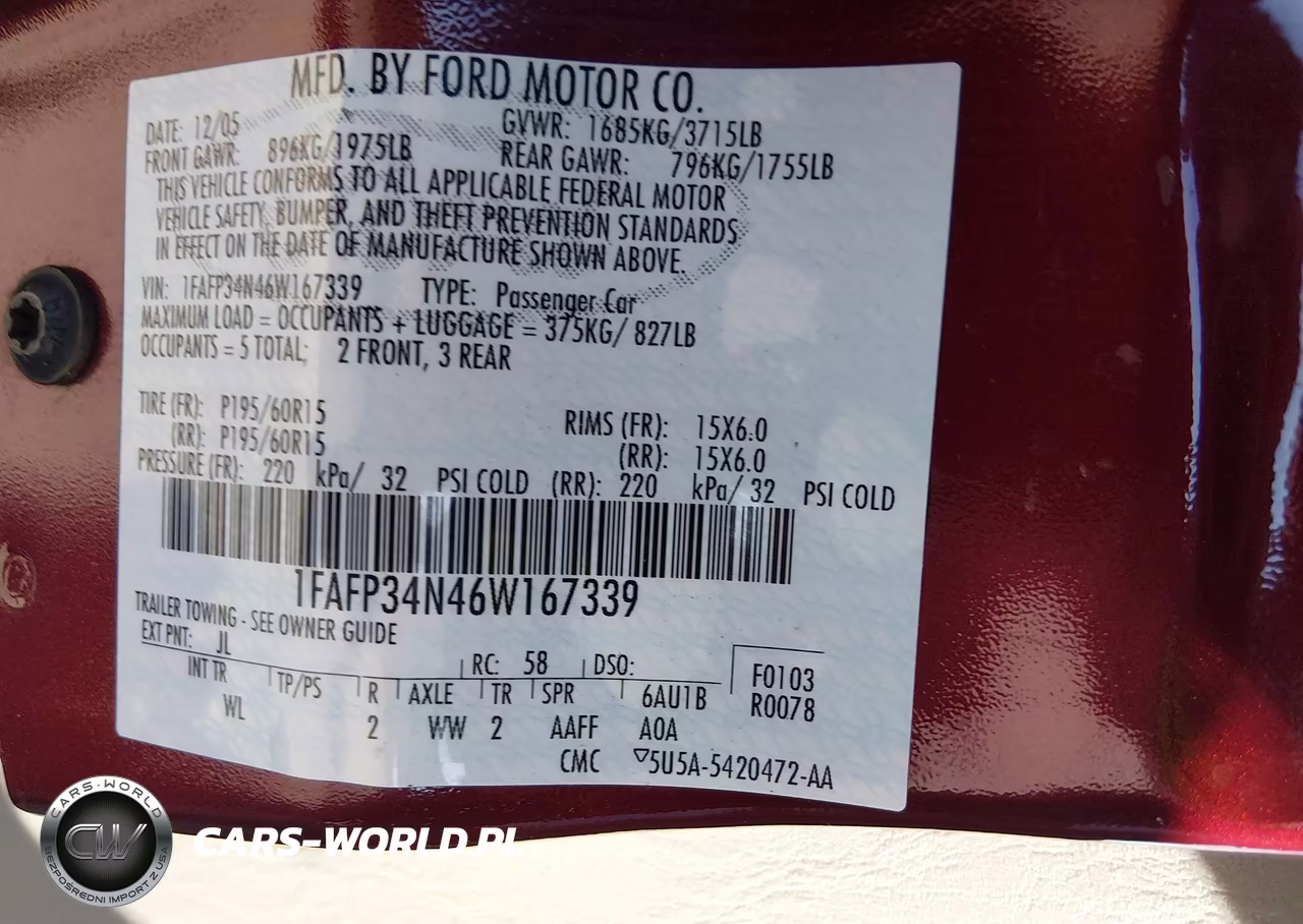 2006 Ford Focus Zx4 VIN:1FAFP34N46W167339 - 9