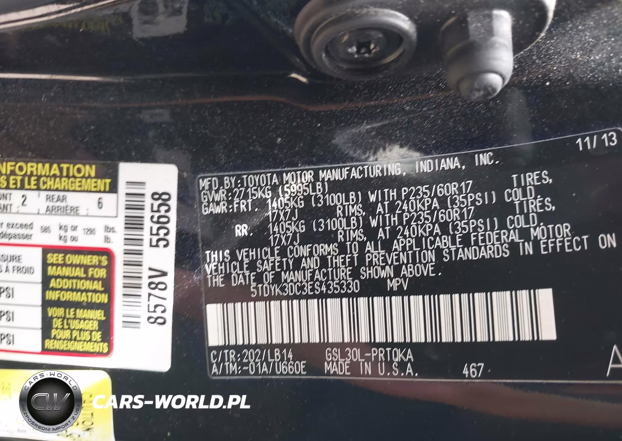 2014 Toyota Sienna Xle V6 8 Passenger VIN:5TDYK3DC3ES435330 - 9
