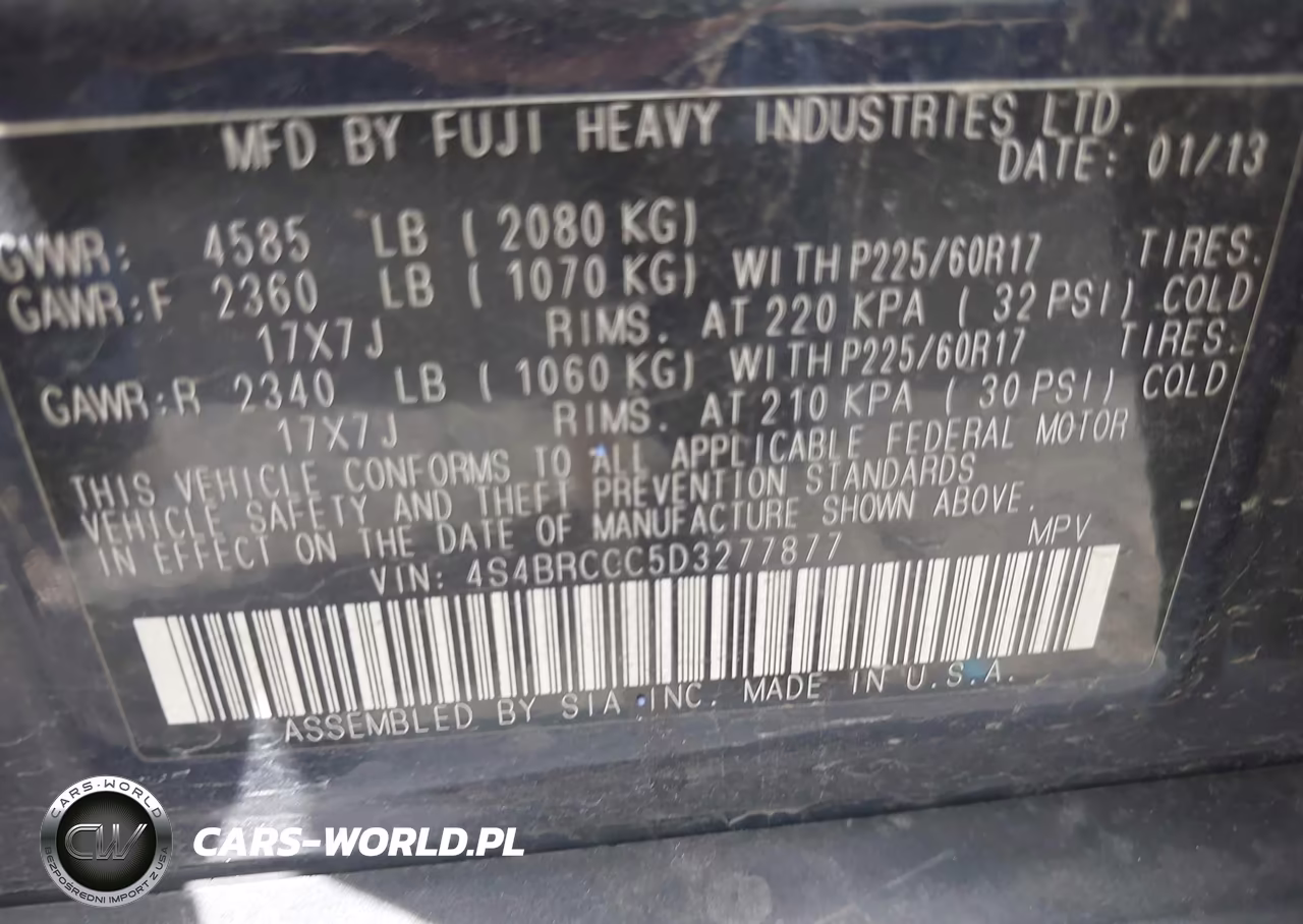 2013 Subaru Outback 2.5I Premium VIN:4S4BRCCC5D3277877 - 9