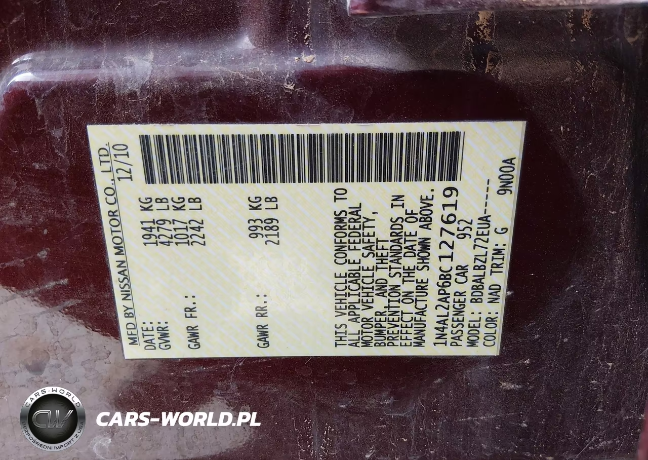 2011 Nissan Altima 2.5 S VIN:1N4AL2AP6BC127619 - 9