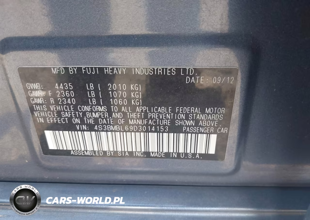 2013 Subaru Legacy 2.5I Limited VIN:4S3BMBL69D3014153 - 9