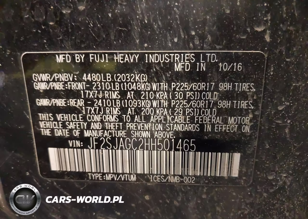 2017 Subaru Forester 2.5I Premium VIN:JF2SJAGC2HH501465 - 9