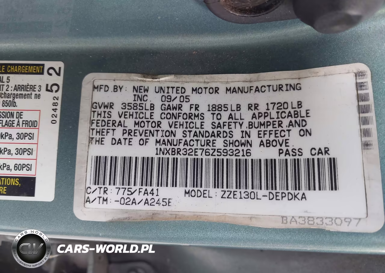 2006 Toyota Corolla Ce VIN:1NXBR32E76Z593216 - 9