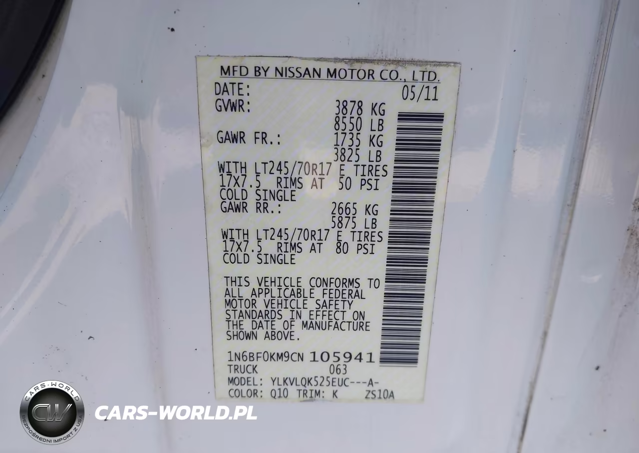 2012 Nissan Nv 1500 Nv1500 S V6 VIN:1N6BF0KM9CN105941 - 9