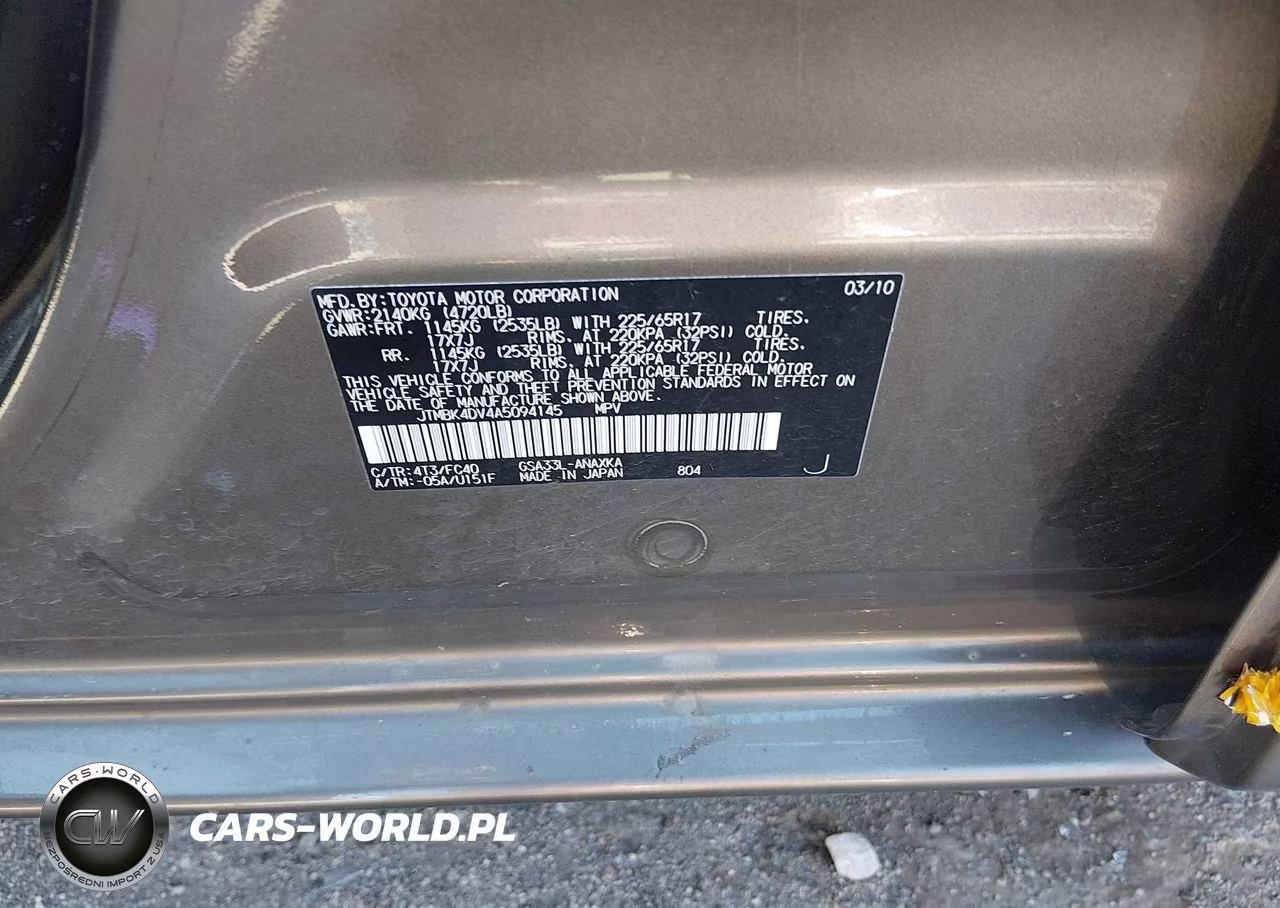 2010 Toyota Rav4 Base V6 VIN:JTMBK4DV4A5094145 - 9