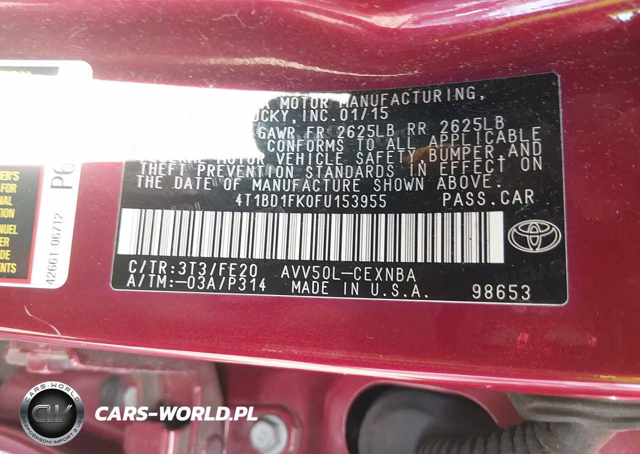 2015 Toyota Camry Hybrid Le VIN:4T1BD1FK0FU153955 - 9