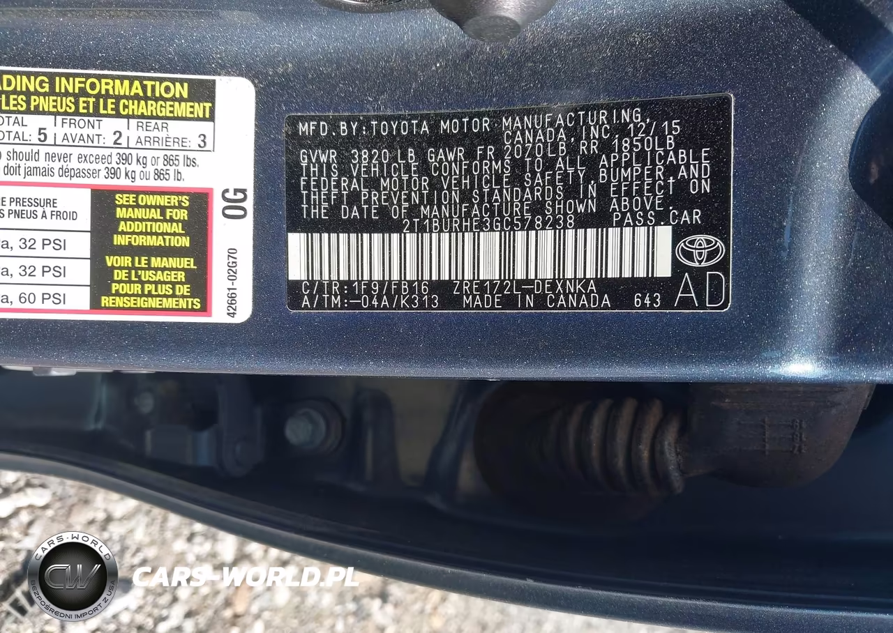 2016 Toyota Corolla Le VIN:2T1BURHE3GC578238 - 9