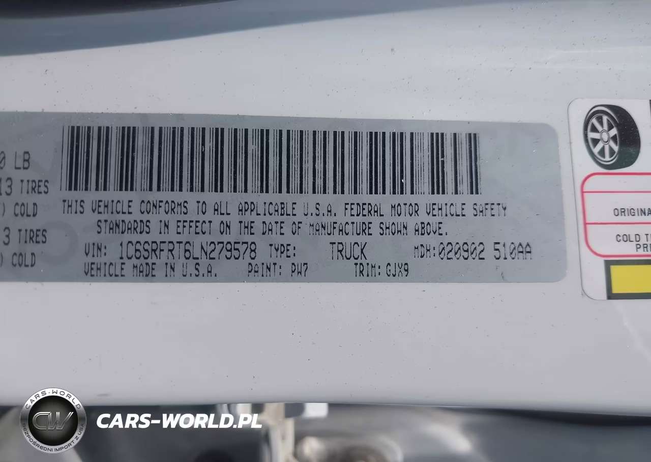 2020 Ram 1500 VIN:1C6SRFRT6LN279578 - 9