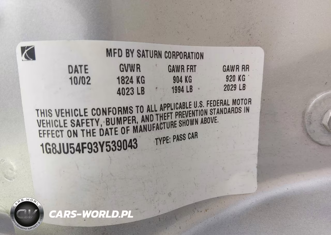 2003 Saturn L-Series L200 VIN:1G8JU54F93Y539043 - 9