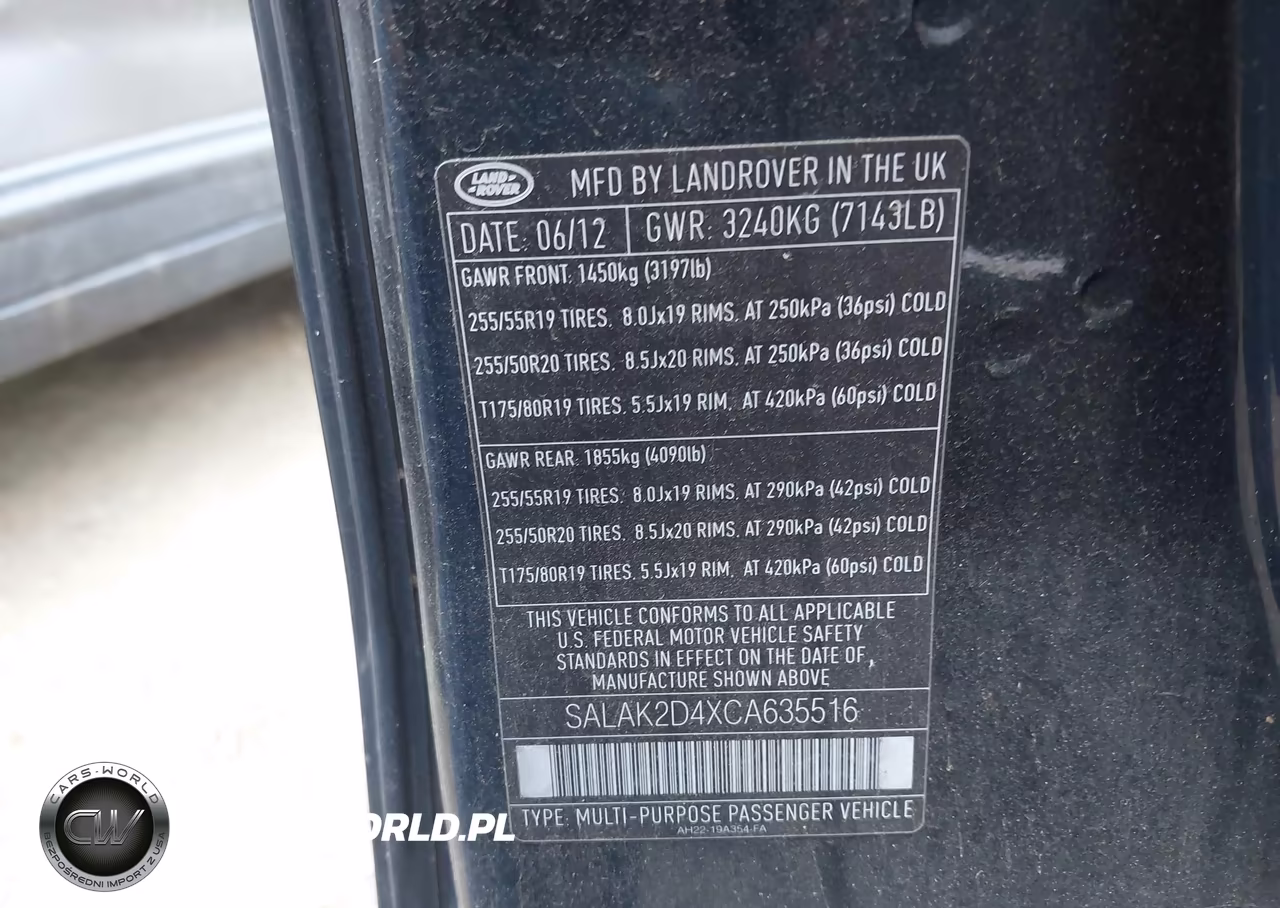 2012 Land Rover Lr4 VIN:SALAK2D4XCA635516 - 8