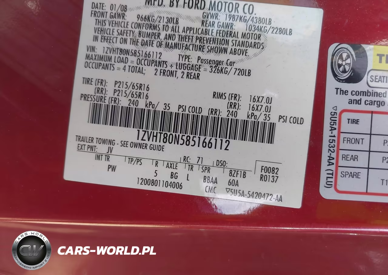2008 Ford Mustang V6 Deluxe-V6 Premium VIN:1ZVHT80N585166112 - 9
