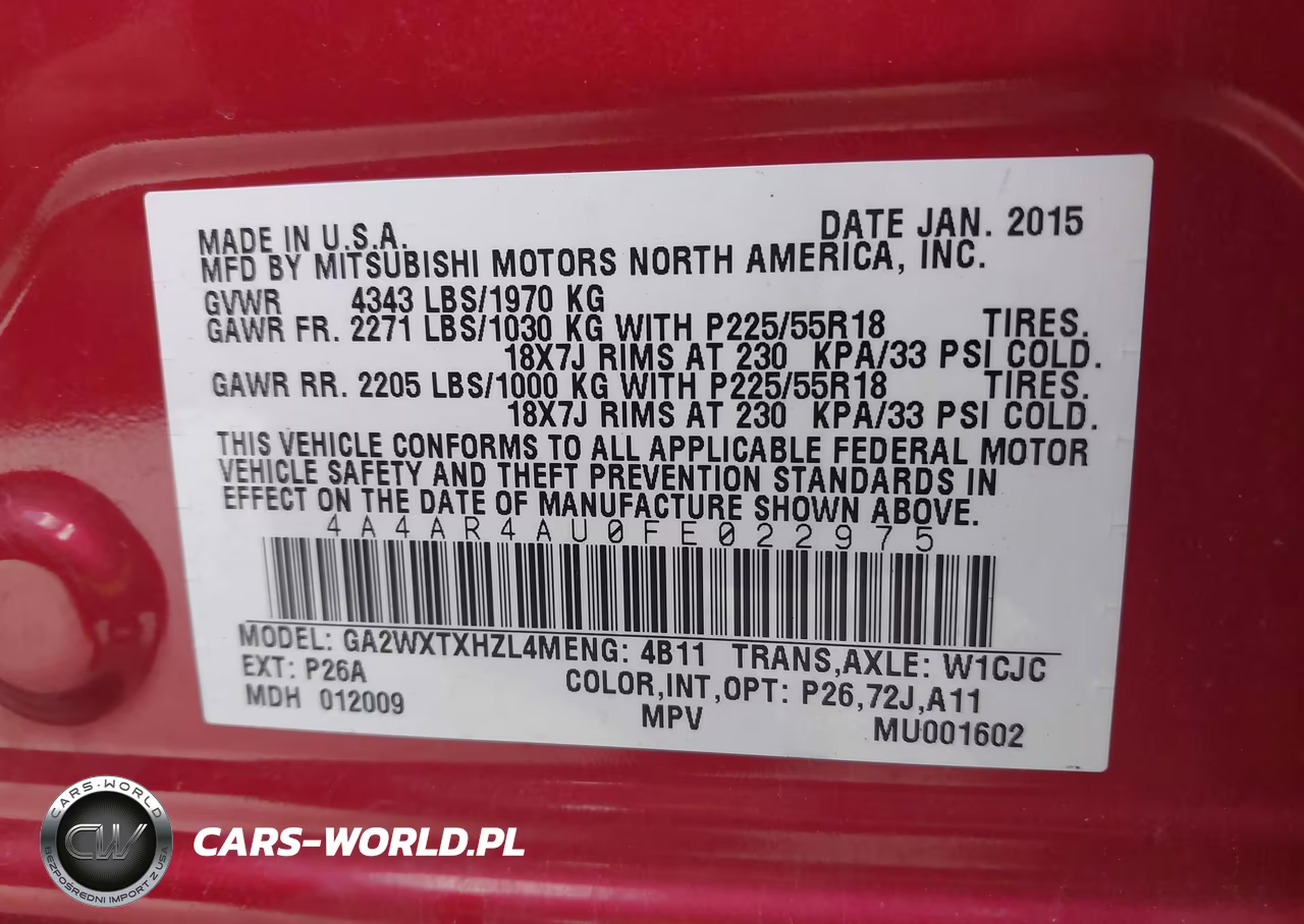 2015 Mitsubishi Outlander Sport Se VIN:4A4AR4AU0FE022975 - 9