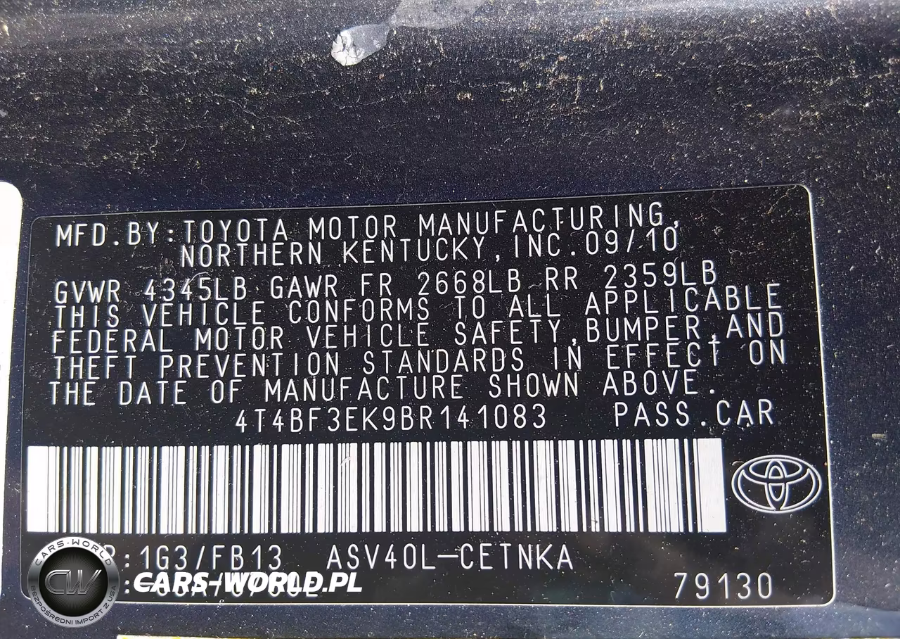 2011 Toyota Camry Le VIN:4T4BF3EK9BR141083 - 9