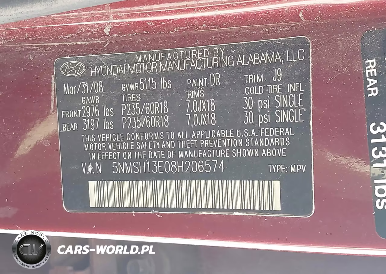 2008 Hyundai Santa Fe Limited-Se VIN:5NMSH13E08H206574 - 9