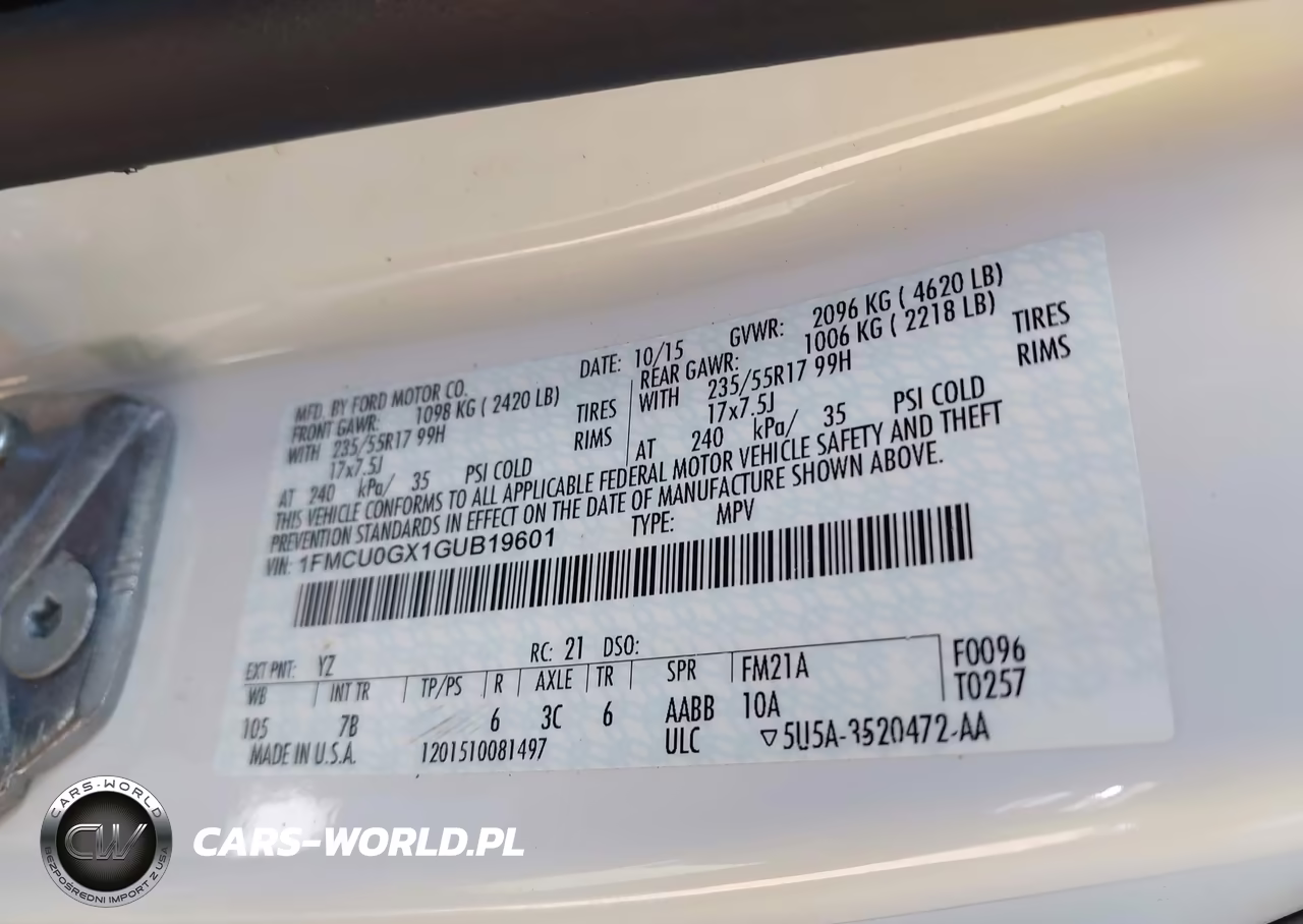 2016 Ford Escape Se VIN:1FMCU0GX1GUB19601 - 9