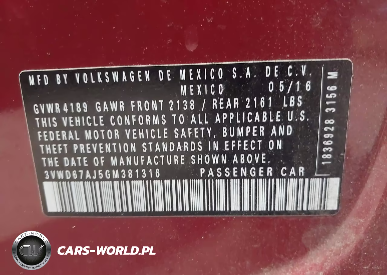 2016 Volkswagen Jetta 1.4T Se VIN:3VWD67AJ5GM381316 - 9