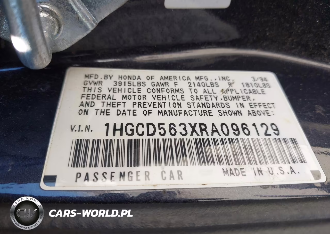 1994 Honda Accord Lx-Ex VIN:1HGCD563XRA096129 - 9