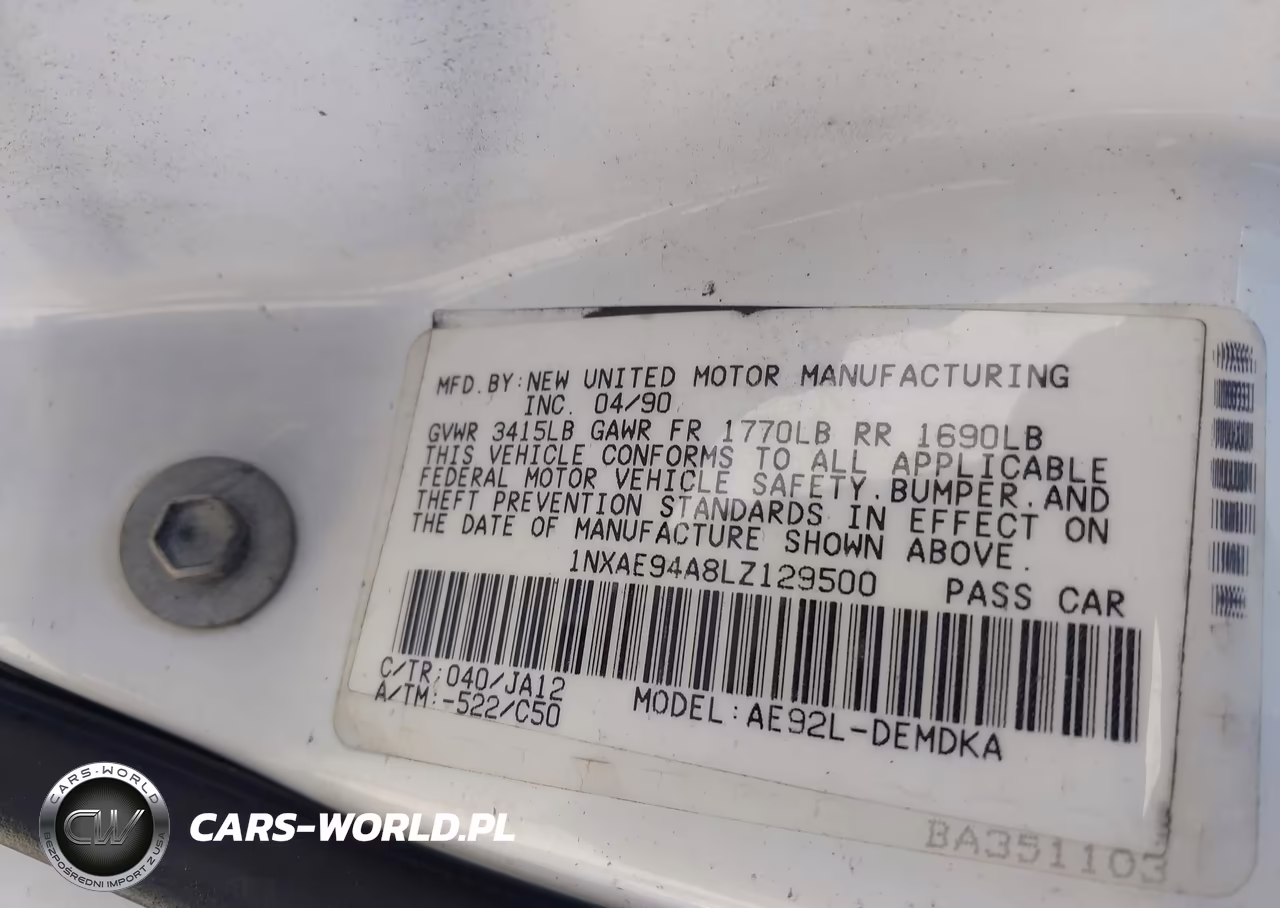 1990 Toyota Corolla Dlx VIN:1NXAE94A8LZ129500 - 9