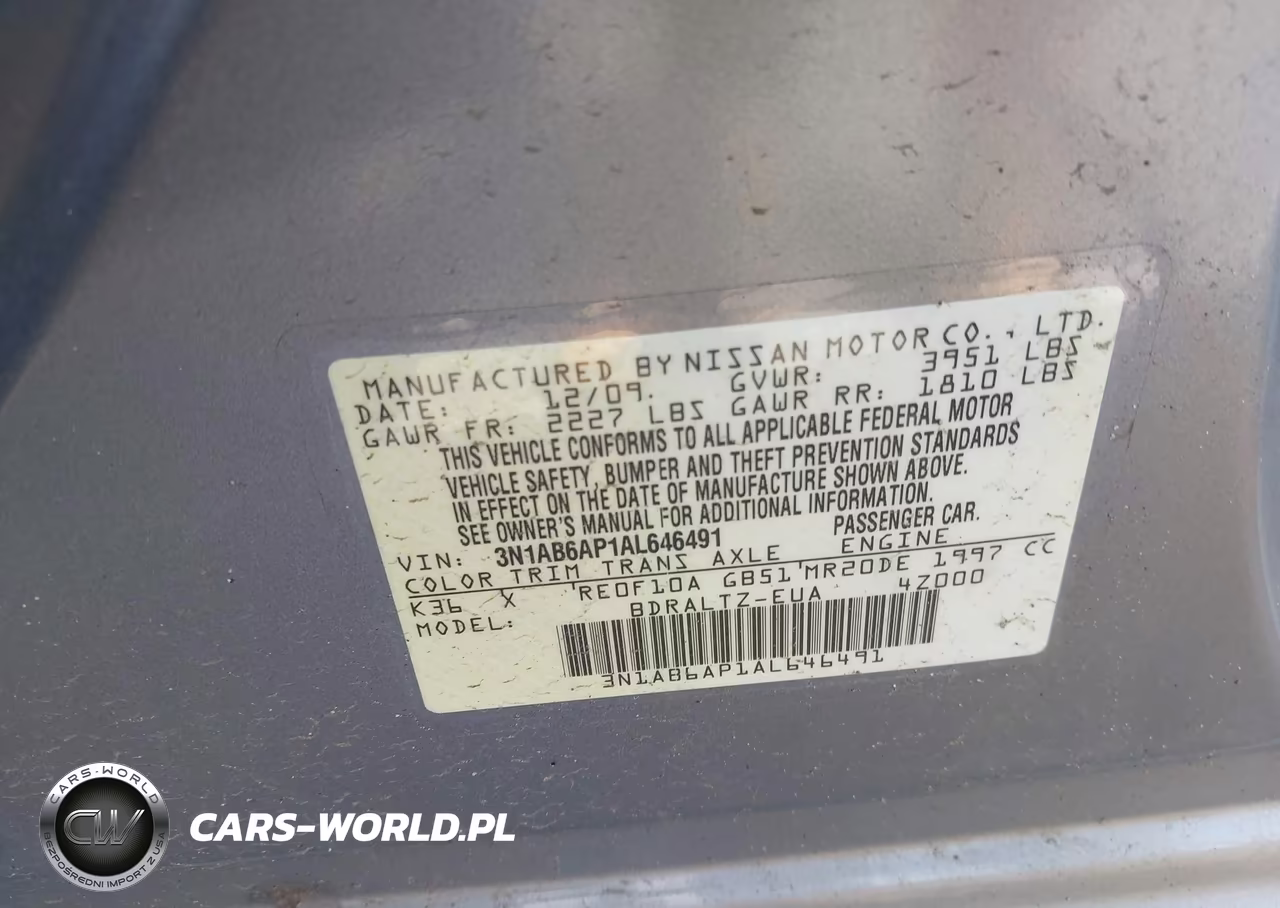 2010 Nissan Sentra 2.0S VIN:3N1AB6AP1AL646491 - 9