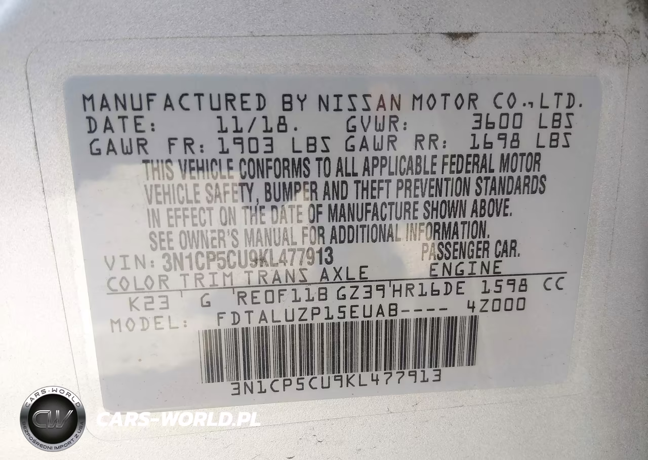 2019 Nissan Kicks Sr VIN:3N1CP5CU9KL477913 - 9