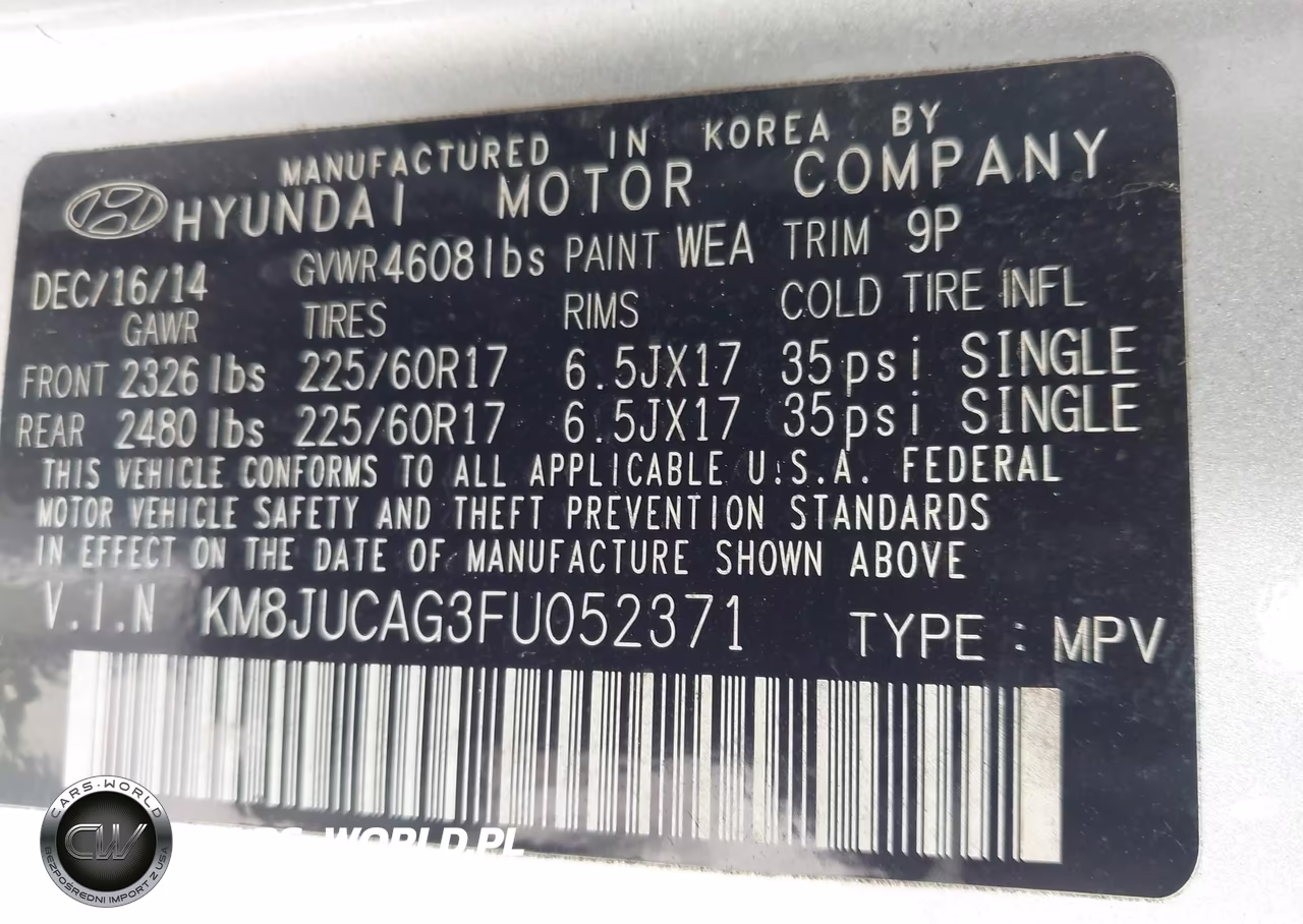 2015 Hyundai Tucson Se VIN:KM8JUCAG3FU052371 - 9