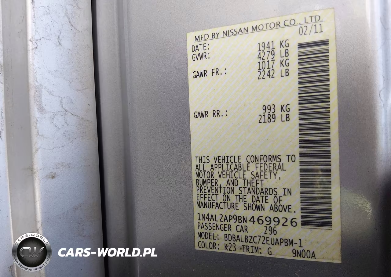 2011 Nissan Altima 2.5 S VIN:1N4AL2AP9BN469926 - 8