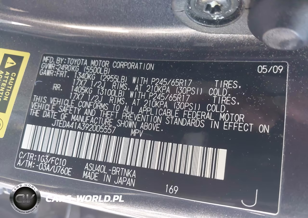 2009 Toyota Highlander VIN:JTEDA41A392005557 - 9