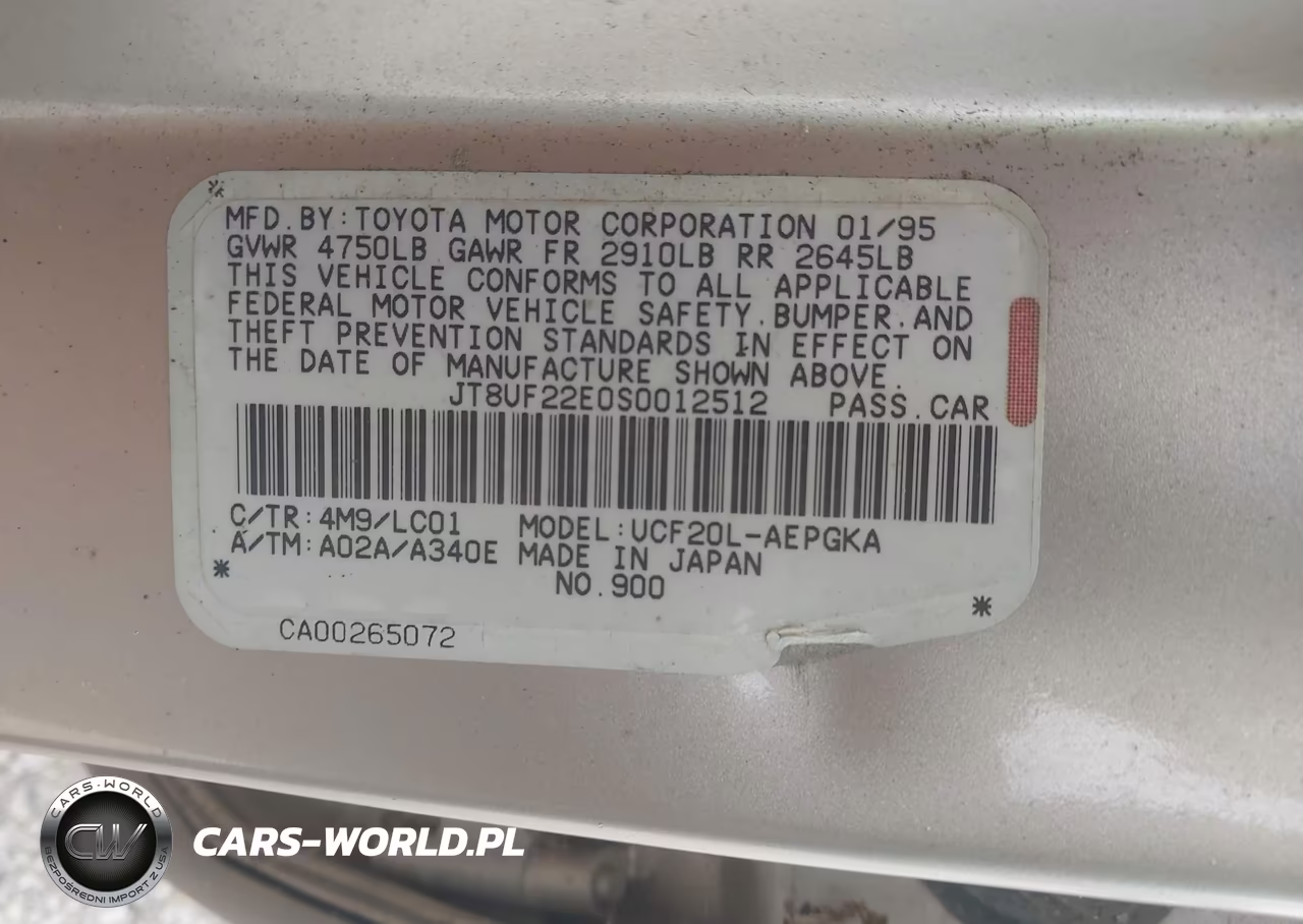 1995 Lexus Ls 400 VIN:JT8UF22E0S0012512 - 9