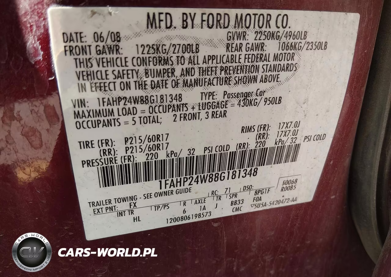 2008 Ford Taurus Sel VIN:1FAHP24W88G181348 - 9