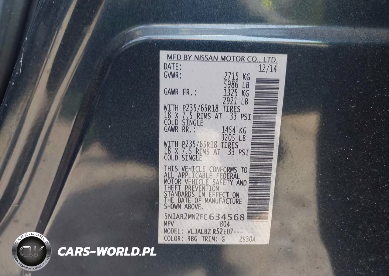 2015 Nissan Pathfinder S VIN:5N1AR2MN2FC634568 - 9