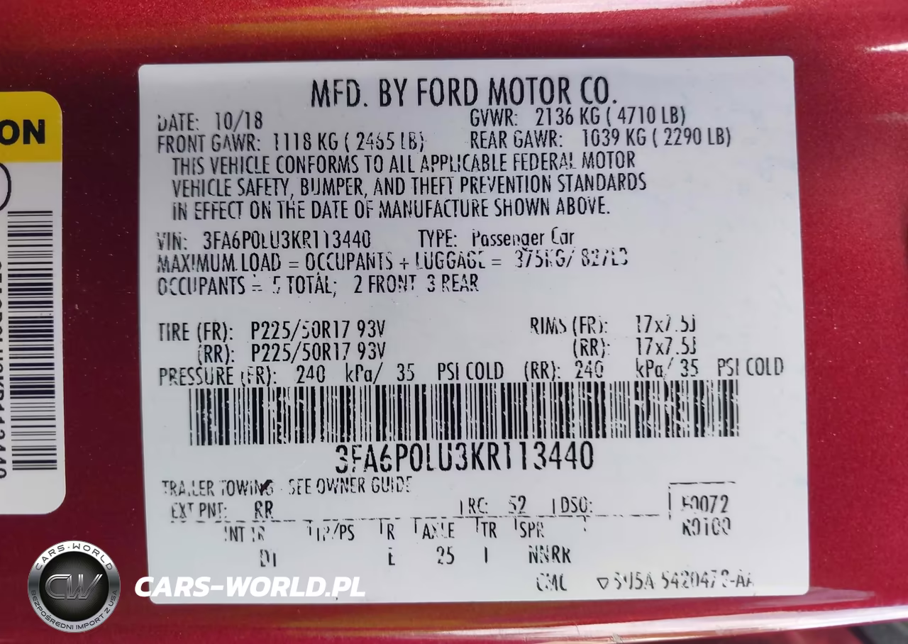 2019 Ford Fusion Hybrid Se VIN:3FA6P0LU3KR113440 - 9
