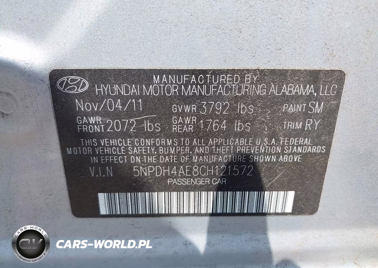 2012 Hyundai Elantra Limited VIN:5NPDH4AE8CH121572 - 9