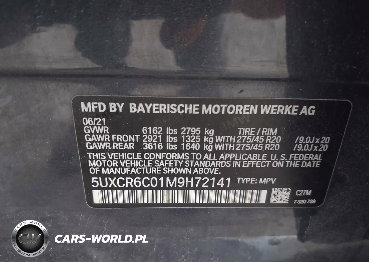 2021 BMW X5 xDrive40I VIN:5UXCR6C01M9H72141 - 9