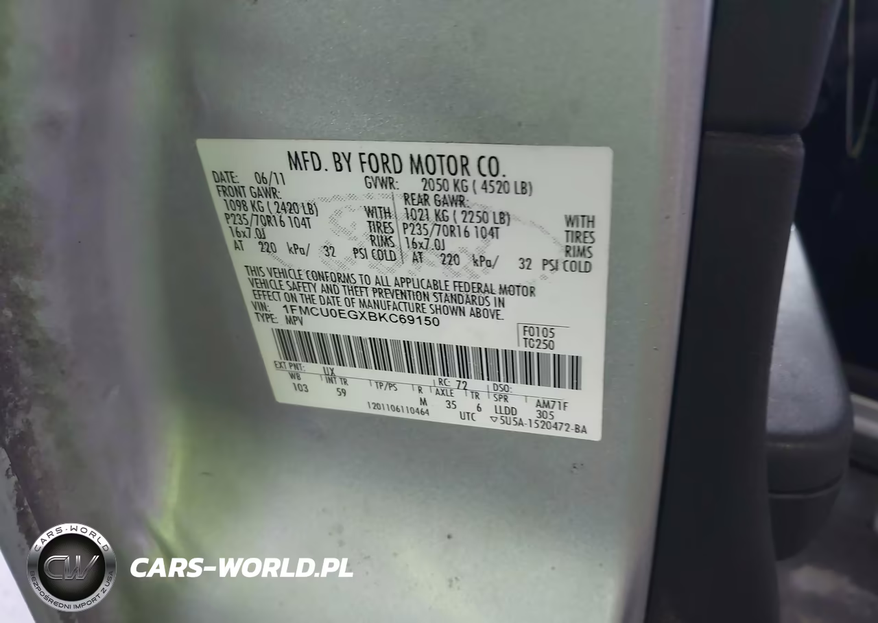 2011 Ford Escape Limited VIN:1FMCU0EGXBKC69150 - 9