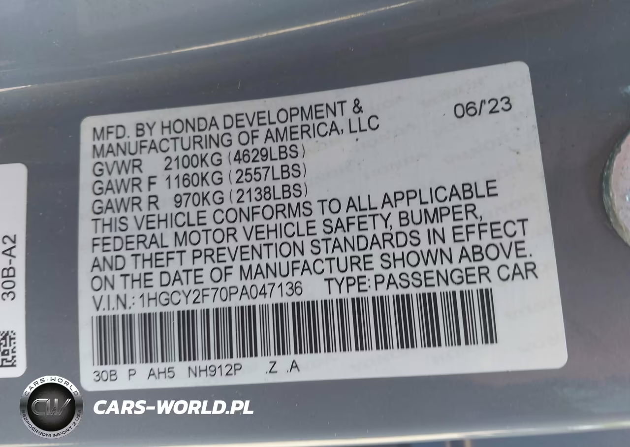 2023 Honda Accord Hybrid Sport-L VIN:1HGCY2F70PA047136 - 9