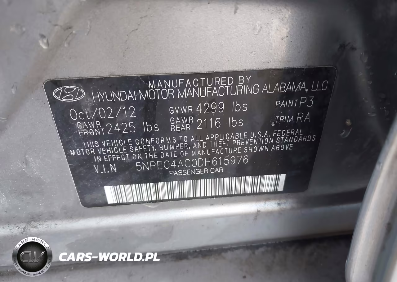 2013 Hyundai Sonata Limited VIN:5NPEC4AC0DH615976 - 9