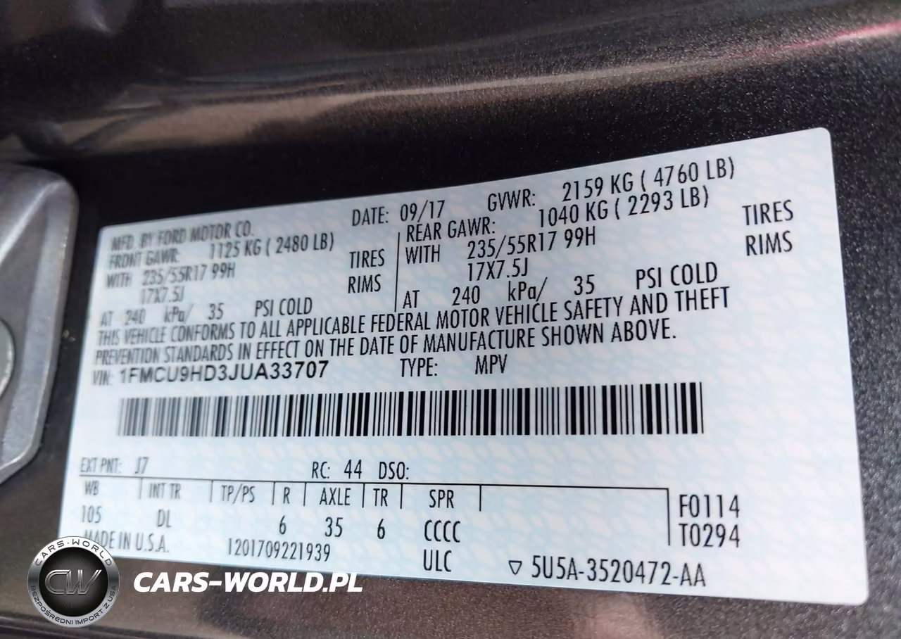 2018 Ford Escape Sel VIN:1FMCU9HD3JUA33707 - 9