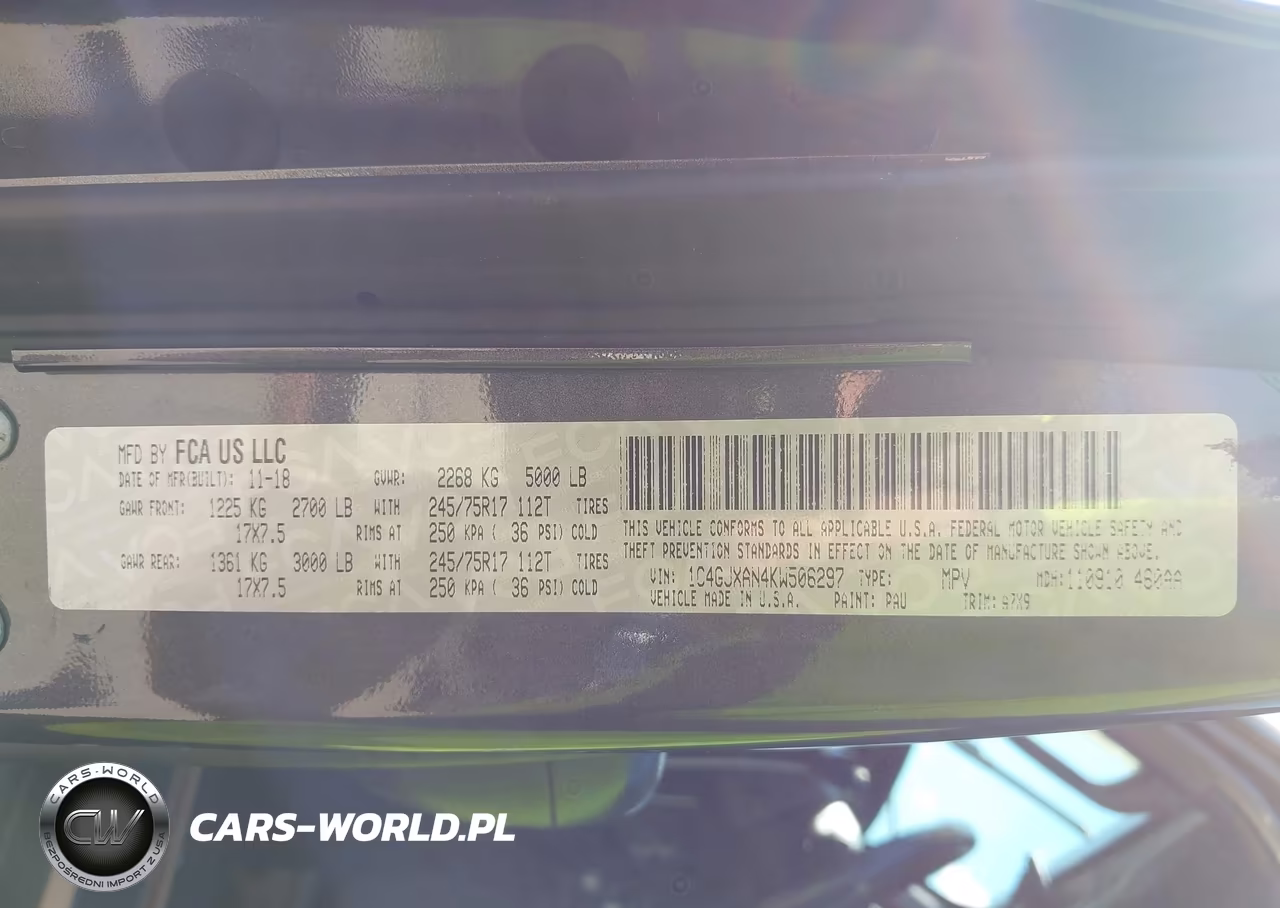 2019 Jeep Wrangler Sport S 4X4 VIN:1C4GJXAN4KW506297 - 9