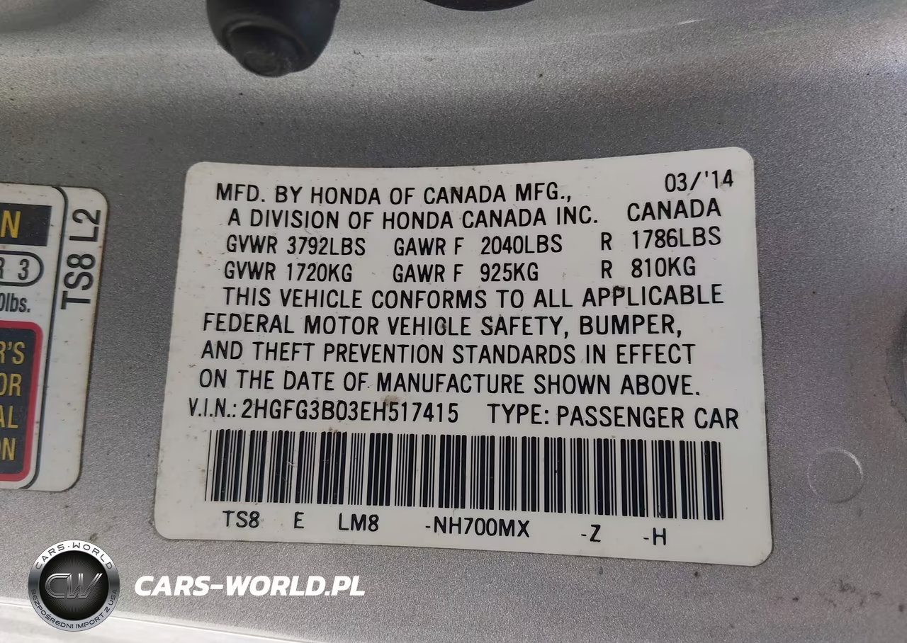 2014 Honda Civic Ex-L VIN:2HGFG3B03EH517415 - 9