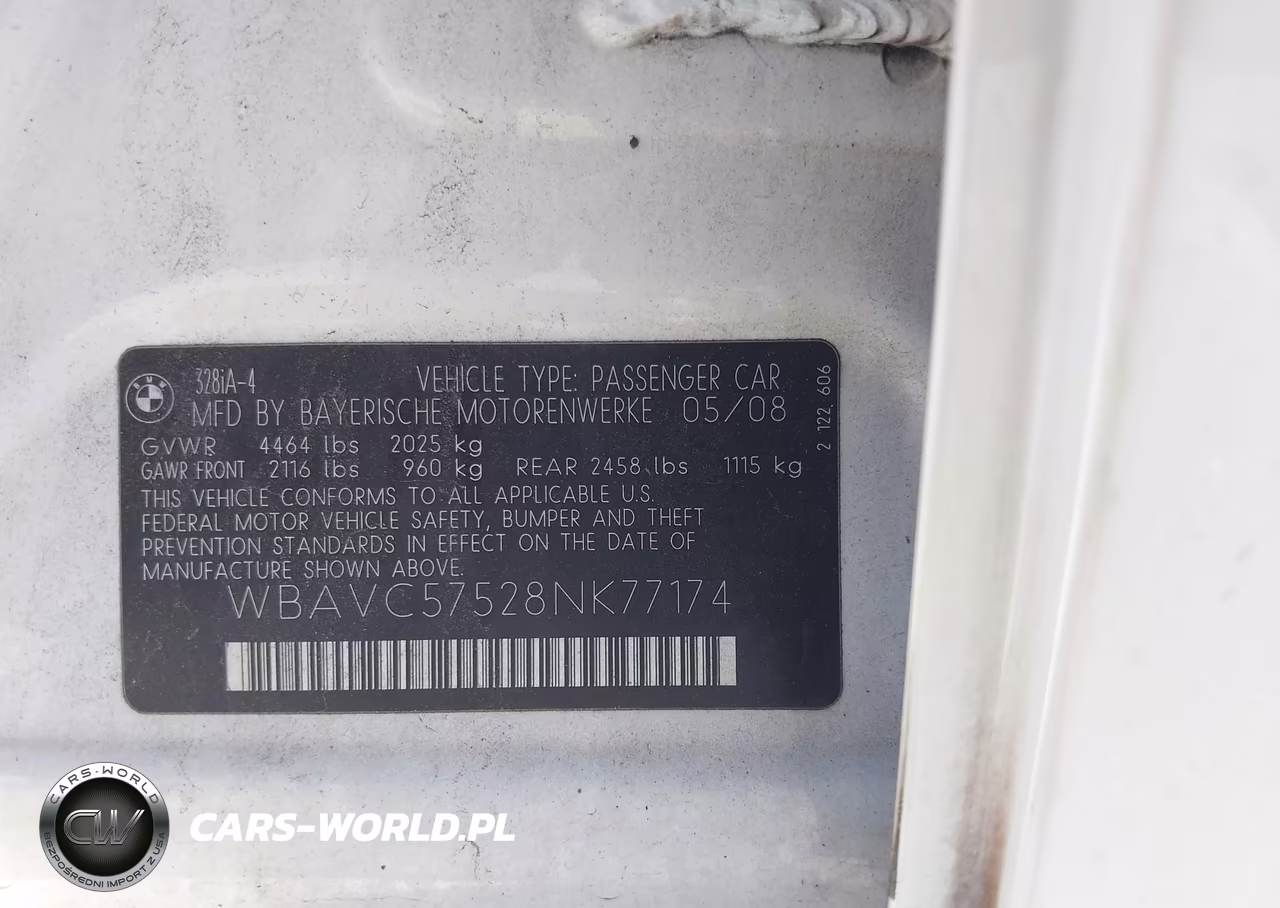 2008 BMW 328I VIN:WBAVC57528NK77174 - 9