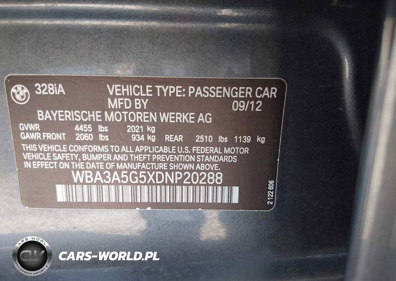 2013 BMW 328I VIN:WBA3A5G5XDNP20288 - 9