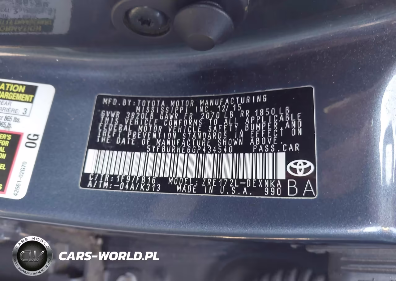 2016 Toyota Corolla Le VIN:5YFBURHE6GP434540 - 9