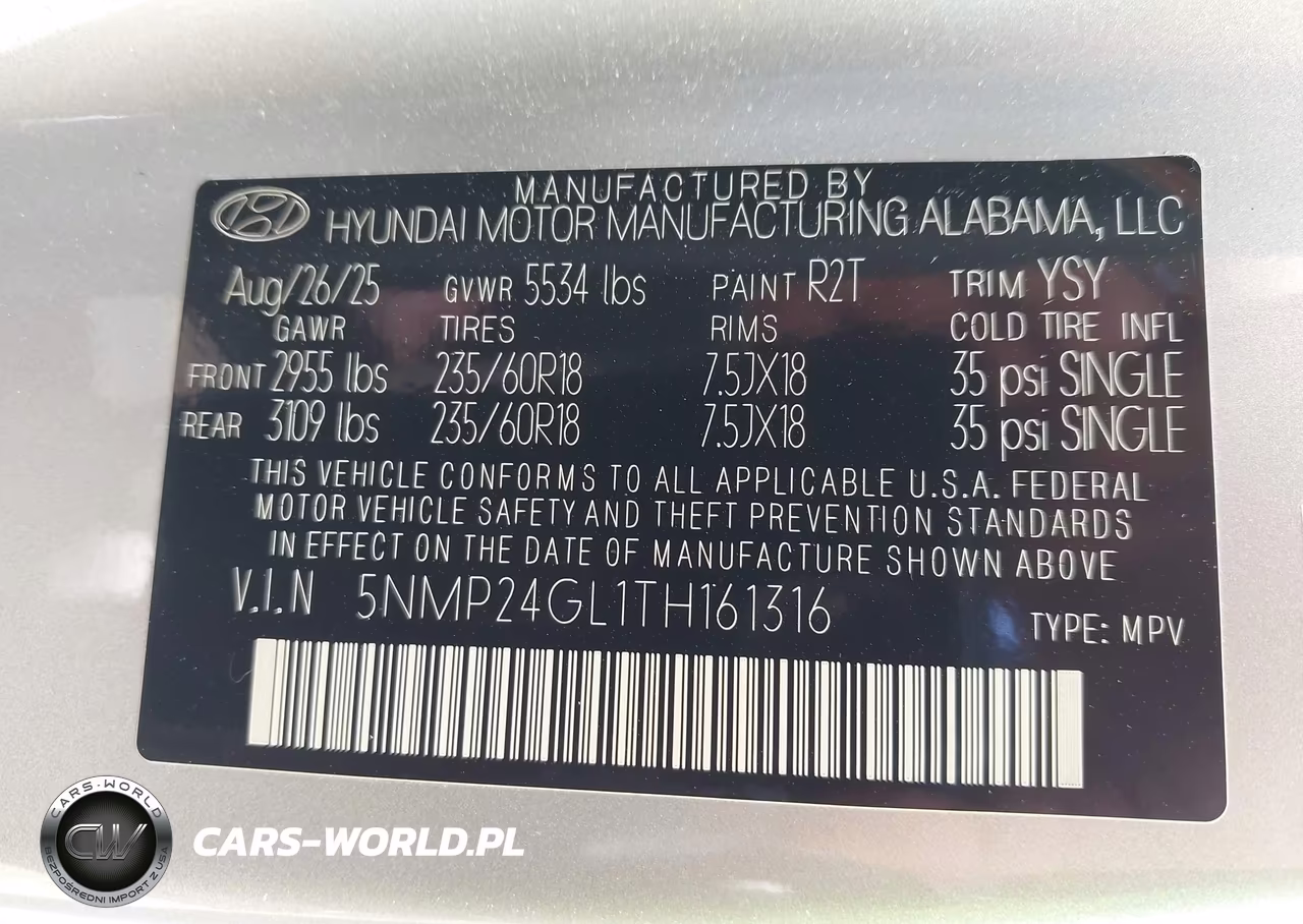 2026 Hyundai Santa Fe Sel VIN:5NMP24GL1TH161316 - 9