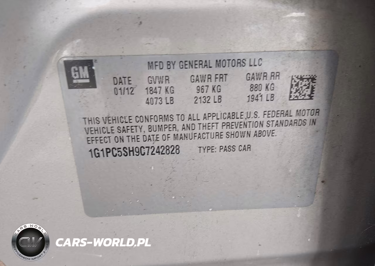 2012 Chevrolet Cruze Ls VIN:1G1PC5SH9C7242828 - 9