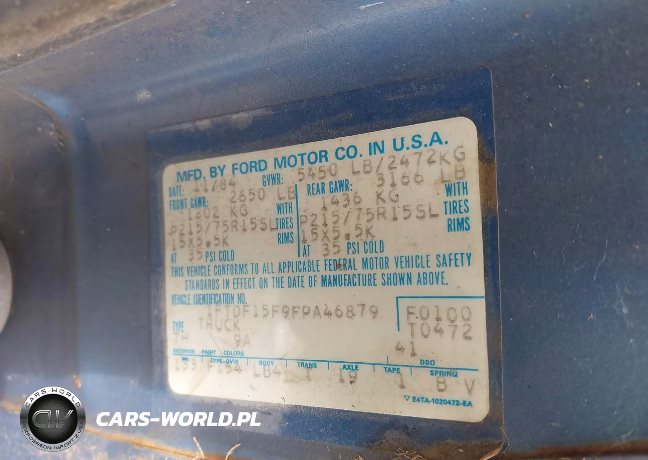 1985 Ford F150 VIN:1FTDF15F9FPA46879 - 9